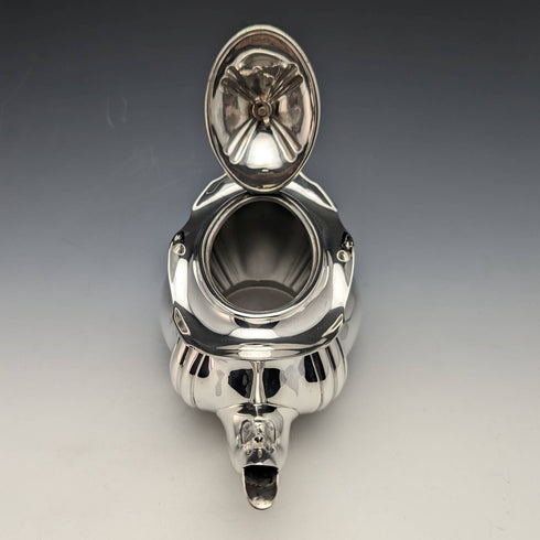 1914 British antique sterling silver teapot 390g RF Mosley